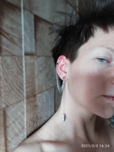 17KM-pendientes de borlas con Clip para mujer, aretes de línea larga dorados, Circonia cúbica, Cruz en la oreja, Clip, regalo de joyería 2021