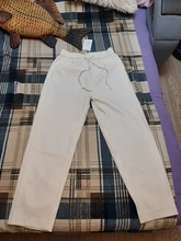 Pants Trousers Women Drawstring Female High-Waist WOTWOY Spliced Loose Autumn Straight