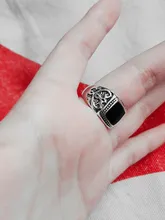 Anillo de navidad plateado para hombre, anillos de esmalte cuadrado y negro, joyería fina, alta calidad, 8-11