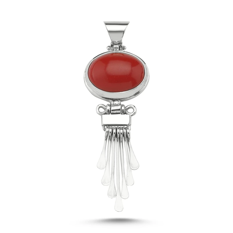 

Silver 925 Sterling Coral Stone Handwork Pendant