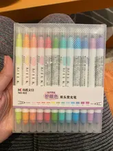 Rotuladores de arte uso didáctico, 12 Uds., rotuladores de doble cabeza de 12 colores, resaltador de cuenta, diario, decoración, marcador de colores Pastel, bolígrafos de notas