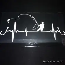 YJZT 16.7CM*7.7CM Car Sticker Heart Fishing Vinyl Decal Black/Silver C24-0642