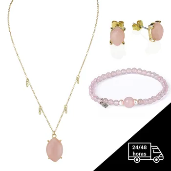 

Chain bracelet, Necklace and Earring Cuarcito's Rose - jewelry pack