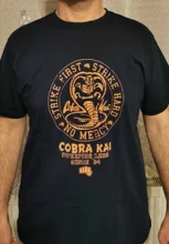 Mens T-Shirt Clothing Crew Cobra Kai Vintage Karate Kid Plus-Size Cotton Short-Sleeve