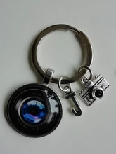Llavero con 26 letras y nombre, colgante con lente de cámara SLR, joyería de personalidad para fotografía
