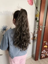 Coleta de colores degradados sintética para mujer, extensiones de cabello con Clip, estilo rizado ondulado, cola de poni, peinado azul y rosa