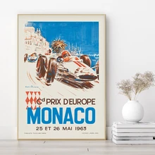 1963 Grand Prix de Mónaco imprimir Michel Beligond carreras Vintage póster de anuncio Retro cuadro sobre lienzo para pared foto decoración de Arte de casa