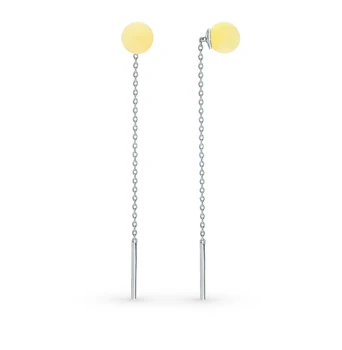 

Silver earrings with amber sunlight sample 925