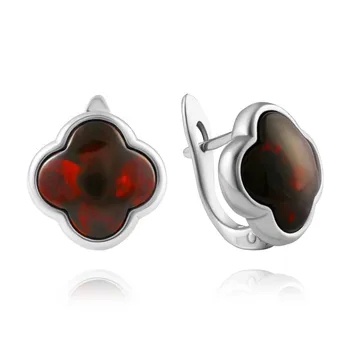 

Earrings made of silver with Amber cognac