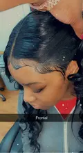 Beaudiva-extensiones de pelo ondulado brasileño con Frontal, extensiones de cabello humano de 34 y 36 pulgadas con cierre Frontal de malla