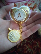Chupete con diamantes de imitación para bebé, cadena con 26 letras de silicona, regalo para Baby Shower, sin BPA
