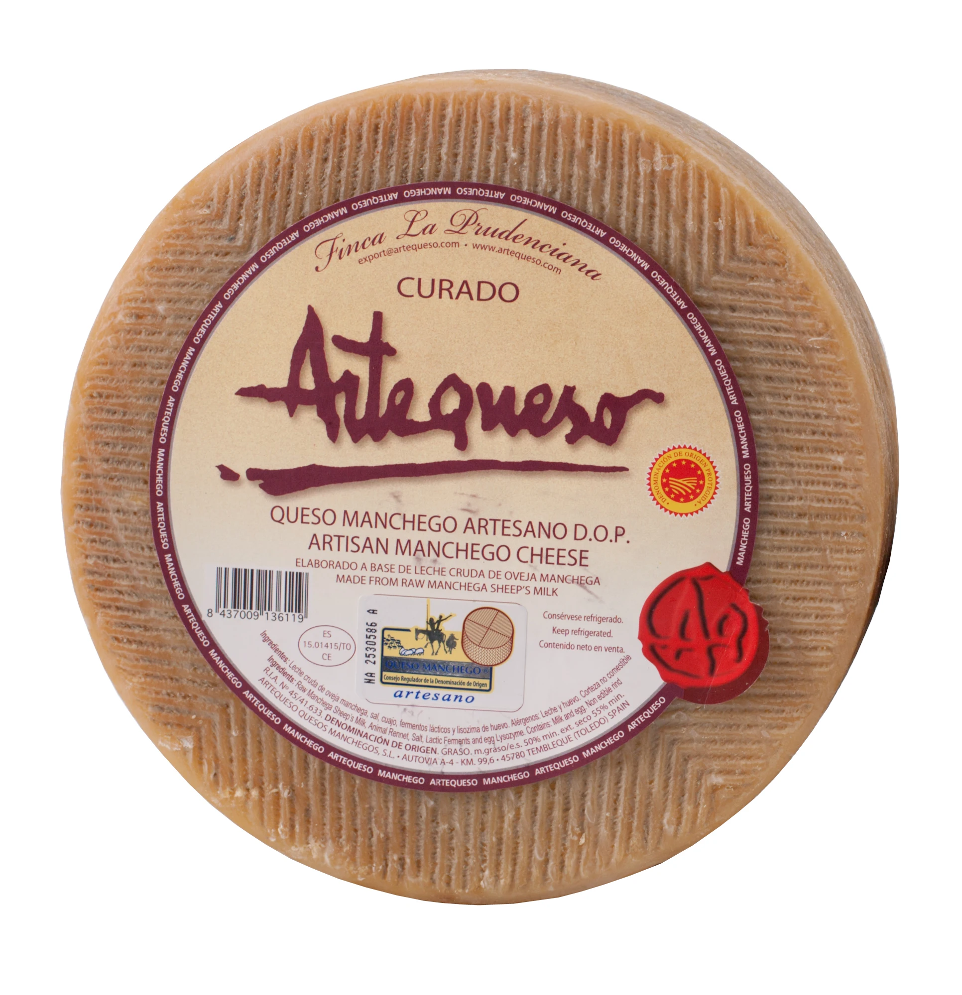 Manchego cheese artisan cured D.O.P. -Artecheese-piece 1 Kg afbeelding