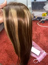 Pelucas de cabello humano rubio miel marrón brasileño para mujeres, pelo liso de hueso 13x4, encaje frontal resaltado, cierre