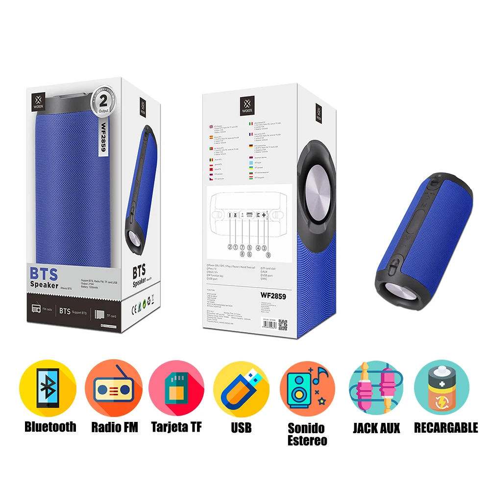Portable Wireless Bluetooth Speaker with FM Radio TF Card 10W BTS Stereo Sound Mobile Tablet Android iOS