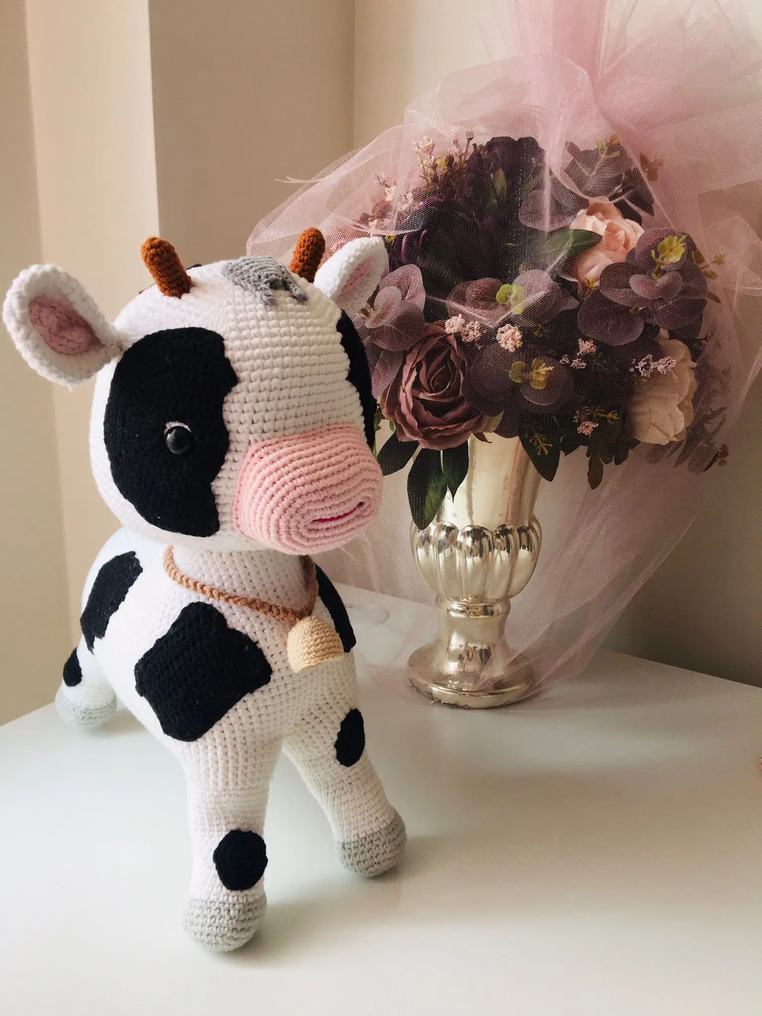 Crochet Cow Toy Cow Amigurumi Cow Handmade Stuffed Toy Cow Nursery Decor Handmade Toy