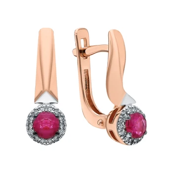 

Gold earrings with rubies and diamonds sunlight sample 585