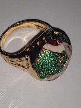 Joyería de estilo Retro dorado para mujer, anillo pintado a mano con aceite, joyería