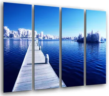 

Gangway in Lake Frozen, printout photographic over wood, modern decorative painting, 26440