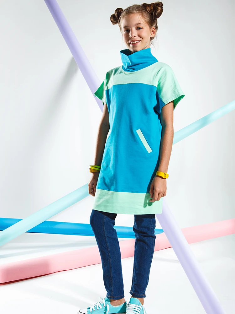 GemKids детское трикотажное платье для девочек из хлопка, двухцветное, дизайн, новинка