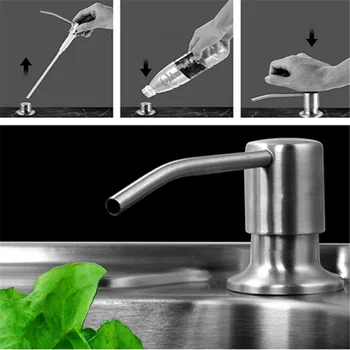 

New 300ml ABS Plastic Kitchen Sink Liquid Soap Dispenser Detergent Shampoo Soap Dispenser Brushed Nickel Head