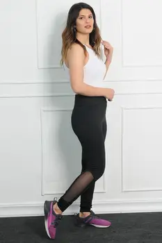 

Sans Textile Women Black Side Detail Lycra Fabric Leggings Pants 65 N15864