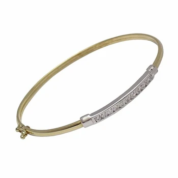 

Bracelet 18K gold hoop half bicolor zircons Hollow [61]