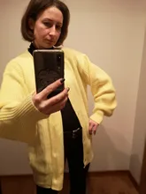 Kimono Cardigan Sweaters Lantern Berrygo V-Neck Knitted Female Women Sleeve-Button Streetwear