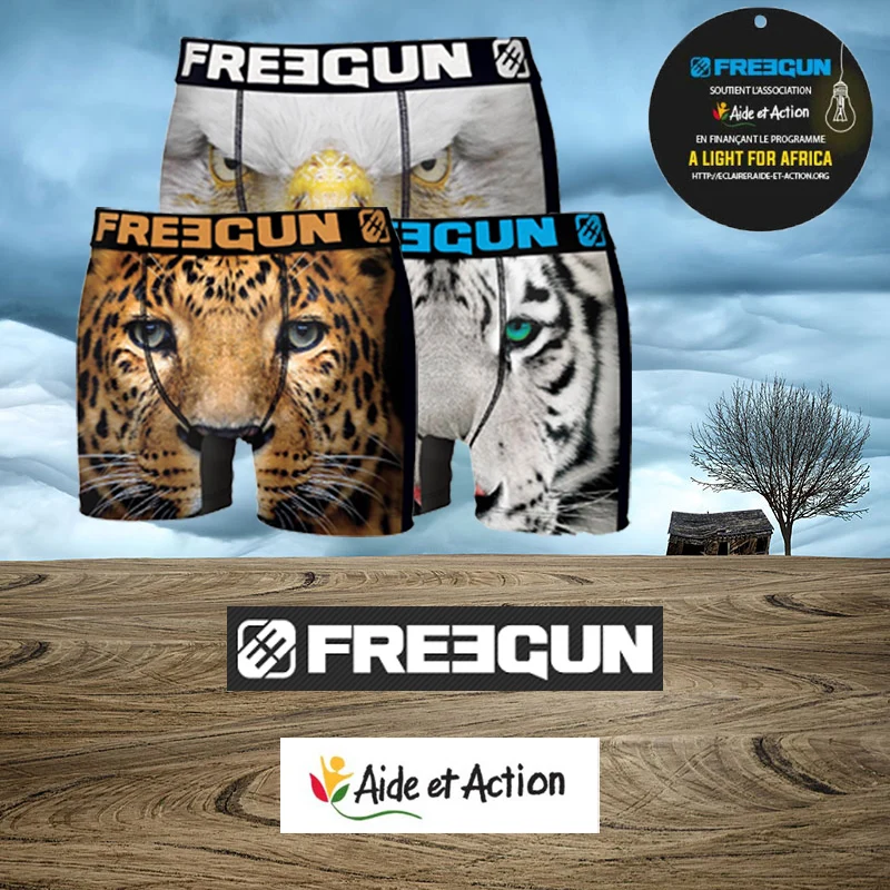 FREEGUN PRINT ANIMAL Boxers type boxer in collaboration with AIDE ET ACTION