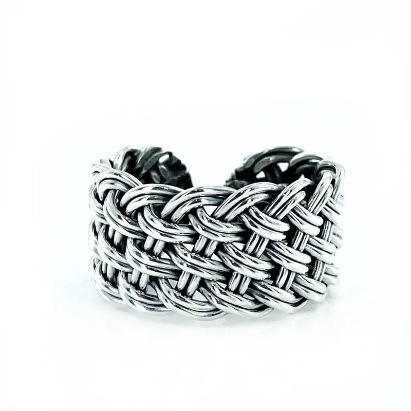 

Basket Weave Straw Imported Top Quality Silver Ring