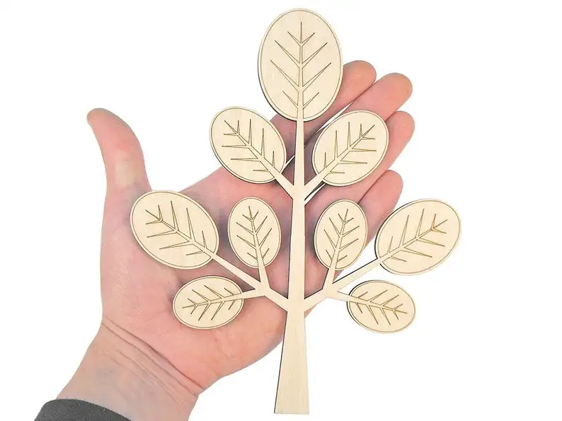 

Wooden Tree With Leaves (20cm) Twig Shapes Art Projects Craft Decoration Gift Decoupage Ornament 0304