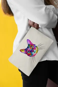 

Angemiel Clutch Colorful Şaşkın-Eyed Cat Portfolio Hand Makeup Bag