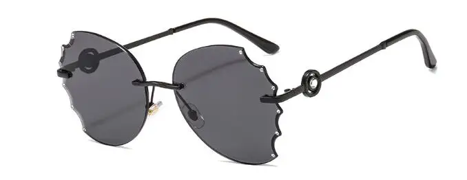 C1black black Негабаритные без оправы хрустальные Солнцезащитные очки женские новые роскошные брендовые Модные женские Элегантные дизайнерские очки с градиентными линзами кленовый лист - Цвет линз: C1black black