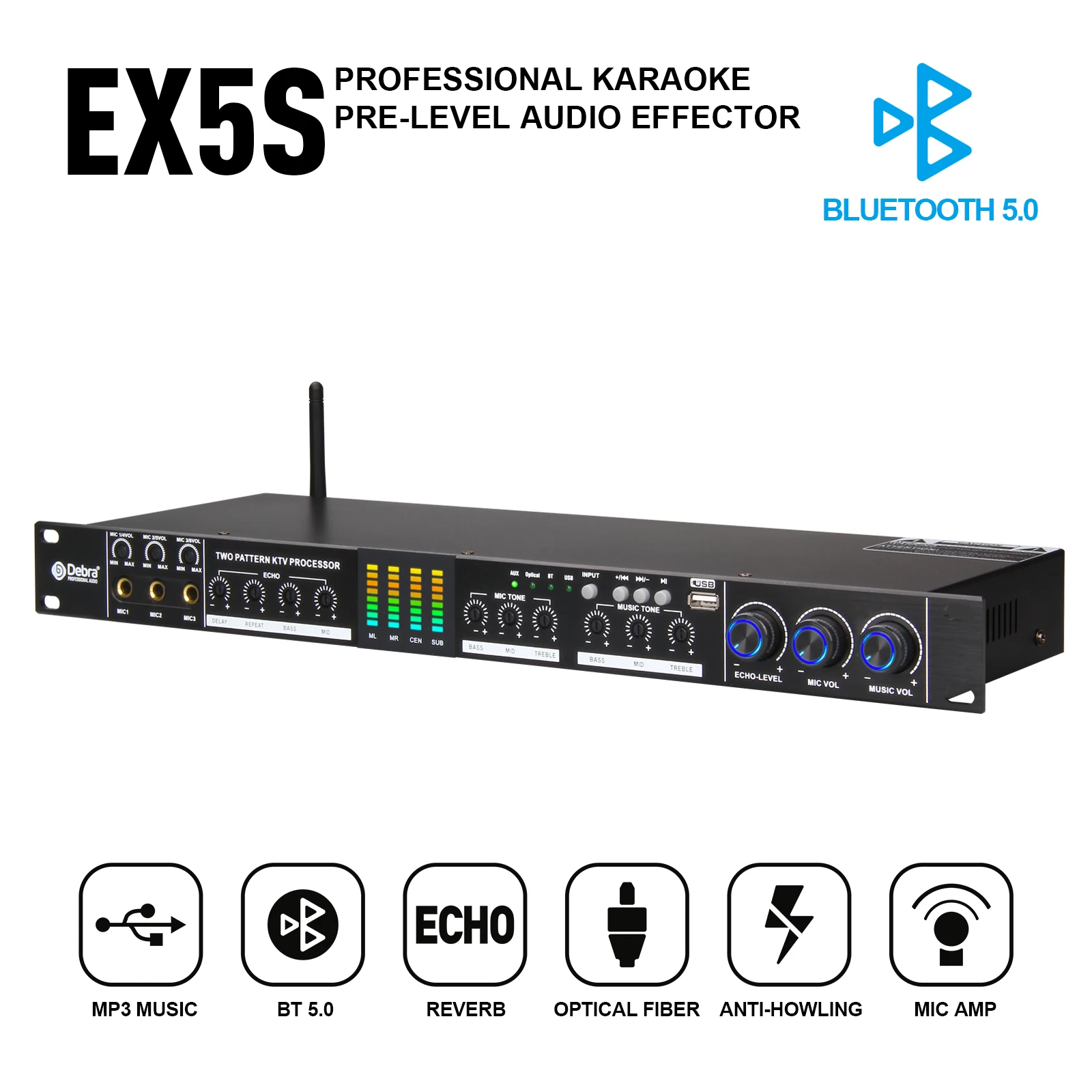 Профессиональный аудиопреобразователь EX5S DSP с 5 0 Bluetooth анти-Воющий микрофонный