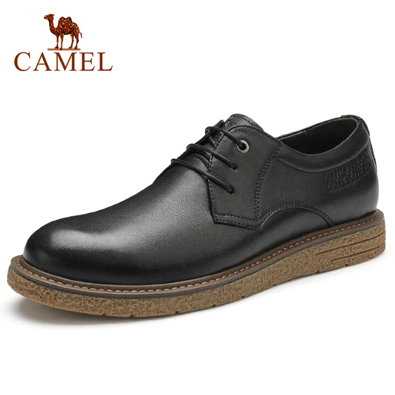

CAMEL Men's Shoes New Business Dress Shoes Men's Soft Wrinkled Cowhide Comfortable Shock Absorption Casual Derby Shoes Men