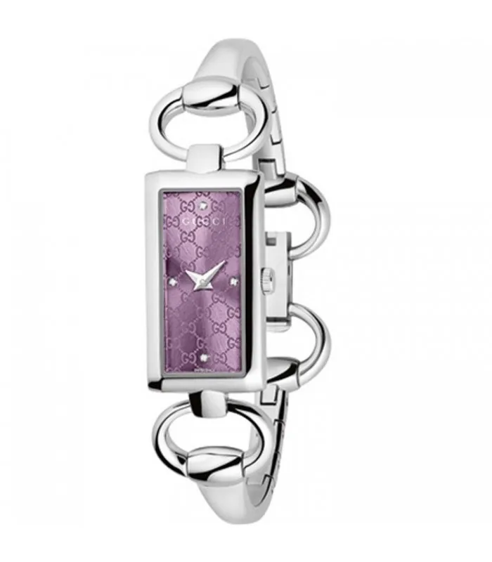GUCCI YA119509 TORNABUONI женские кварцевые Стальные часы с фиолетовым бриллиантовым циферблатом