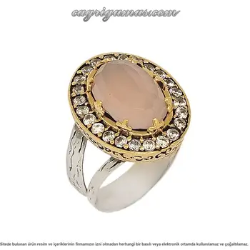 

Pink Quartz Stone Silver Authentic Lady Ring