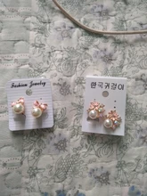 JIOFREE-pendientes con Clip de estilo coreano para mujer, sin perforaciones, Perla colgante de imitación, lazo rosa y blanco, pendientes sin perforaciones