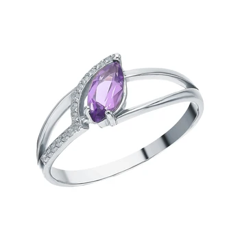 

Silver ring with amethyst and cubic zirconia sunlight sample 925