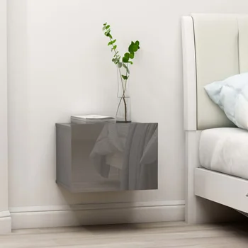 

Bedside 2 PCs gray glossy 40x30x30 cm in particleboard tables
