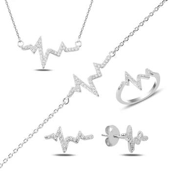 

Silver 925 Sterling Zircon Cubic Zirconia Heart Ritmi Set
