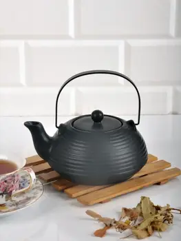 

Otantik Siyah Teapot Bitki Çayı Demliği Filtreli Tek Çaydanlık Seramik