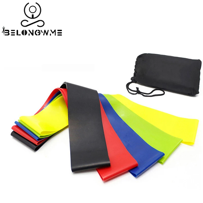 

5 Colors Yoga Resistance Rubber Bands Fitness Gum Gym Pilates Training Pull Rope For Sports 0.35mm-1.1mm Workout Elastic Bands