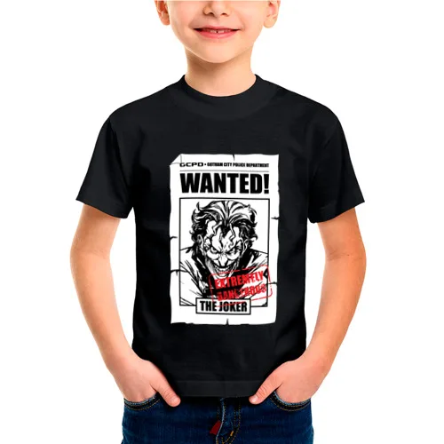 Детская футболка хлопок «Wanted» для мальчиков и девочек, Легкая футболка из хлопка с рисунком