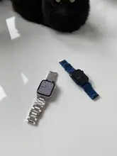 Correa de Metal de acero inoxidable para Apple Watch, pulsera de eslabones ultrafinos de 44mm, 40mm, 42mm y 38mm para IWatch Series 6 SE 5 4 3