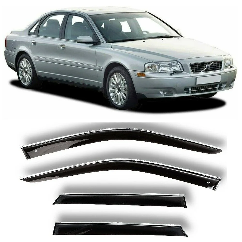 Chrome Molding Trim Strip Wind Visor Deflectors Cobra Tuning V10798CR- Car Ventvisor Door Side - Window Air Guard for Protection Against Snow Sun and