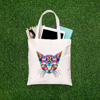 

Angemiel Bag Colorful Cat Portreli Shopping Beach Tote Bag
