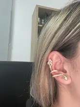 Artilady-Conjunto de 2 uds. De pendientes de clip para mujer, color dorado, accesorios de piedra de serpiente, pendiente con abalorio