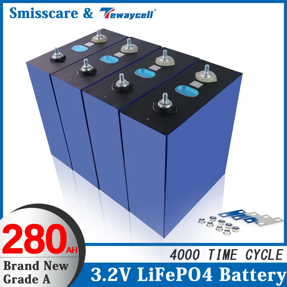 New Lifepo4 3.2V 280AH Cell 12V 24V 48V Rechargable Lithium Iron Phosphate DIY Battery Pack for PV RV Solar Energy EU US TaxFree |