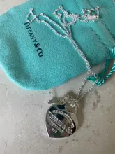 Collar de plata de ley S925 para mujer, colgante de llave plateada en forma de corazón, joyería popular clásica, regalo de vacaciones para pareja, 1:1