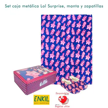 

Set regalo de caja metalica Lol Surprise manta, zapatillas